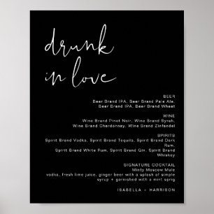 Poster JOVI Edgy Black Drunk in Love Bar Menu Sign