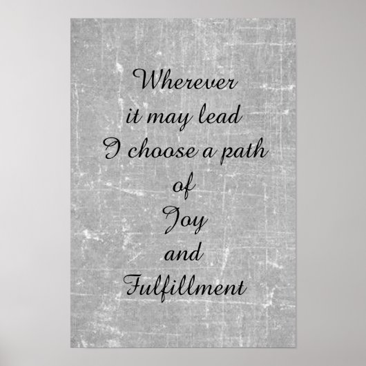 Poster 'Joy and fulfillment' poem art poster. (Devant)