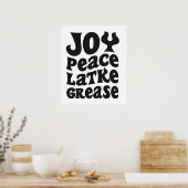 Poster Joy Peace Latkes Grease Funny Jewish Hanukkah (Cuisine)