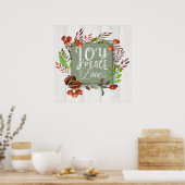 Poster Joy, Peace, Love Chalkboard Wreath ID437 (Cuisine)