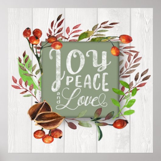Poster Joy, Peace, Love Chalkboard Wreath ID437 (Devant)