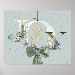 Poster Joy Winter Woodland Forest Letting Gold Snow