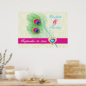 Poster Joyau de coeur en plumes de paon mariage anniversa (Cuisine)