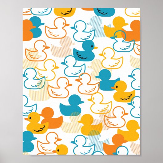 Poster Joyeuse baignade une patte de canards Motif II (Devant)