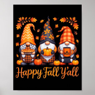 Poster Joyeuse Chute à Tous Gnome Automne Action de Grâce