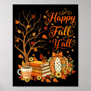 Poster Joyeuse Fête d'Automne à Tous Fleurs Citrouille Ca