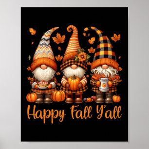 Poster Joyeuse fête d'automne à tous Gnome Citrouille Aut