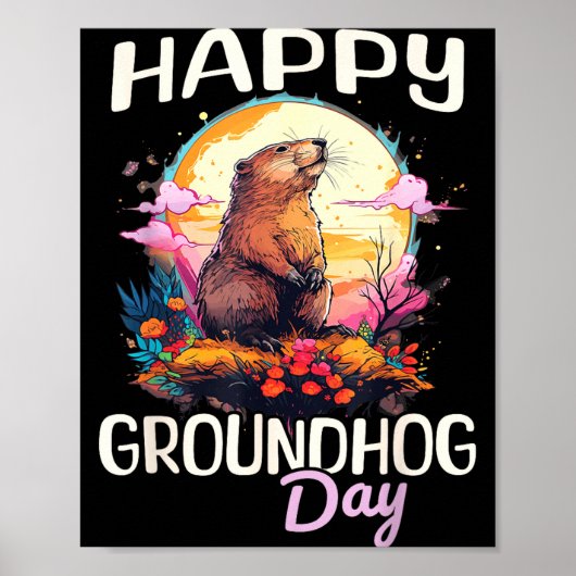 Poster Joyeuse Fête de la Marmotte Femmes Graphiques d'Ar (Devant)