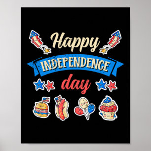Poster Joyeuse fête de l'indépendance - 4 juillet de l'in