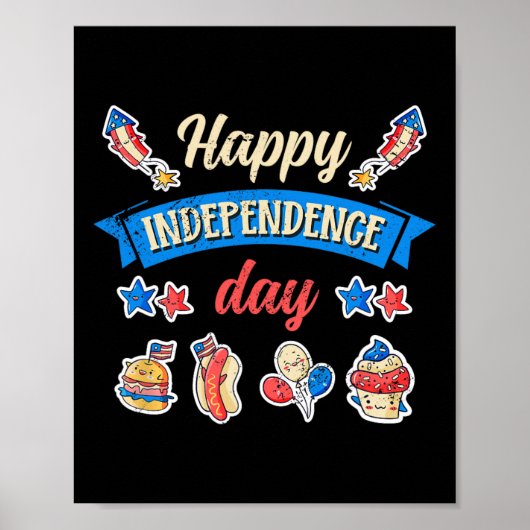 Poster Joyeuse fête de l'indépendance - 4 juillet de l'in (Devant)