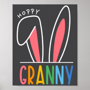 Poster Joyeuse fête de Pâques 2023 Lapin Fu grand-mère he