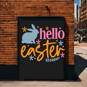 Poster Joyeuse fête de Pâques - Chasseur d'oeufs de Pâque