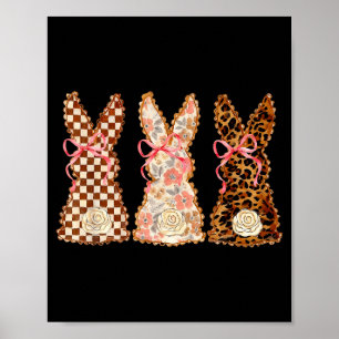 Poster Joyeuse fête de Pâques Trois Lapins Drôle de Lapin