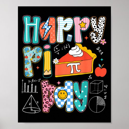 Poster Joyeuse fête de Pi Drôle de professeur de maths Pr (Devant)