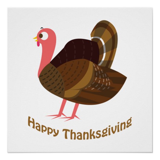 Poster Joyeuse fête de Thanksgiving ! Dinde (Devant)