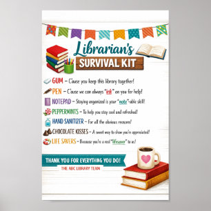 Poster Joyeuse fête des bibliothécaires scolaires Merci