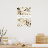 Poster Joyeuse fête des Mères crème vanille Écriture flor (Cuisine)