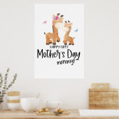 Poster Joyeuse fête des mères 🦒 Giraffe + Papillons (Cuisine)