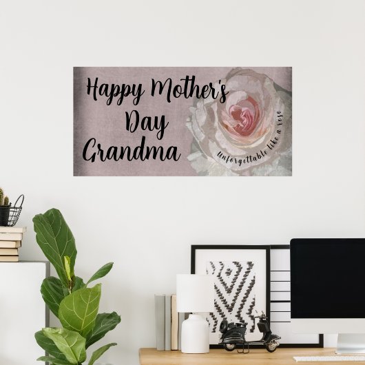Poster Joyeuse fête des mères Signer Rose rose bannière D (Bureau à domicile)