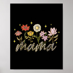 Poster Joyeuse Fête des mères Tee Fleur sauvage Mama Leop