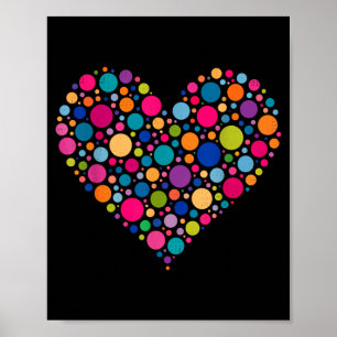 Poster Joyeuse Fête Du Point Cœur Femme Polka Colorée N