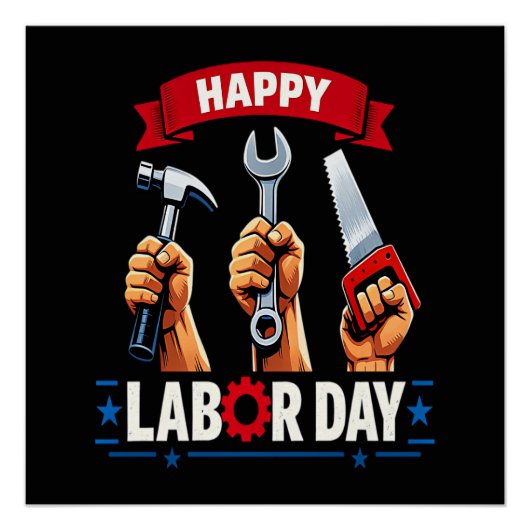 Poster Joyeuse fête du travail (Devant)