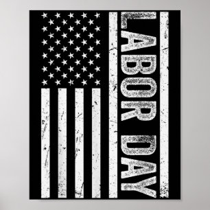 Poster Joyeuse Fête du Travail Patriote du drapeau Vintag