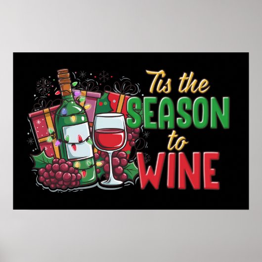 Poster Joyeuse fête du vin de Noël (Devant)