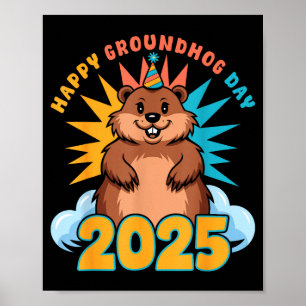 Poster Joyeuse journée de la marmotte 2025 Enfants Tout-p