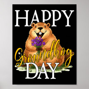 Poster Joyeuse journée de la marmotte Mème drôle de marmo