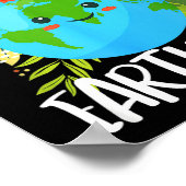 Poster Joyeuse Journée de la Terre Terre Mignonne Avec Fl (Coin)