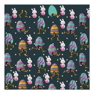 Poster Joyeuse journée de Pâques - Drôle Lapin Souhaite M