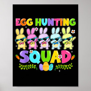 Poster Joyeuse journée de Pâques lapin chasse aux œufs éq