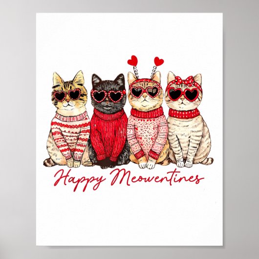 Poster Joyeuse Meowentines Mignonne Saint-Valentin Amateu (Devant)