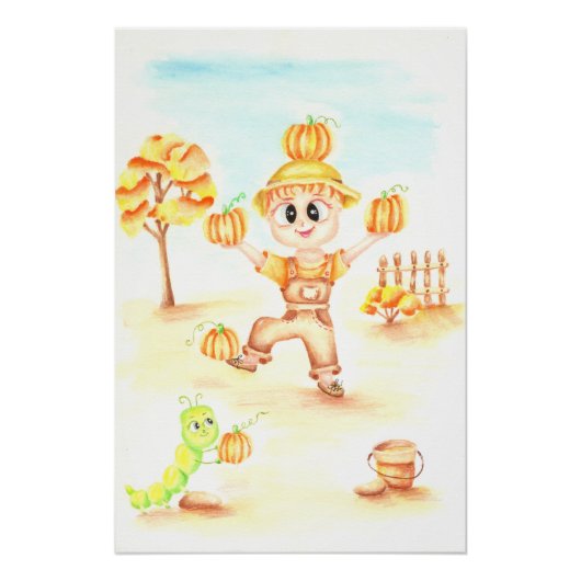 Poster Joyeuse moisson petit gingembre garçon (Devant)