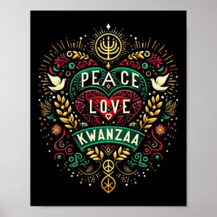 Poster Joyeuse paix de Kwanzaa avec amour Kwanzaa Amer af