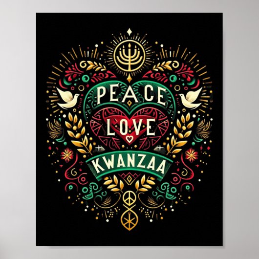 Poster Joyeuse paix de Kwanzaa avec amour Kwanzaa Amer af (Devant)