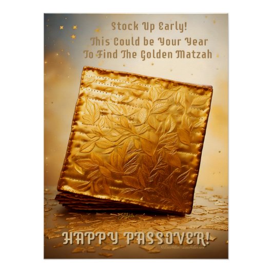 Poster Joyeuse Pâque ! Matza d'or (Devant)