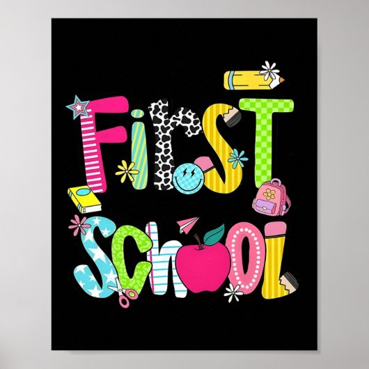 Poster Joyeuse rentrée scolaire professeure Fille Dos Pré (Devant)