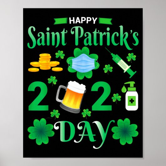 Poster Joyeuse Saint-Patrick 2024 Visage de Trèfle Irland (Devant)