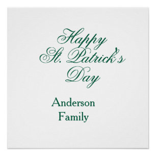 Poster Joyeuse Saint-Patrick famille nom vert minimal