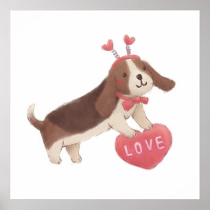 Poster Joyeuse Saint-Valentin avec Puppy