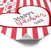 Poster Joyeuse Saint-Valentin Cœurs Rouges Rayures de Cra (Coin)
