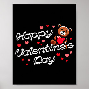 Poster Joyeuse Saint-Valentin Ours en Peluche Cœur Mignon