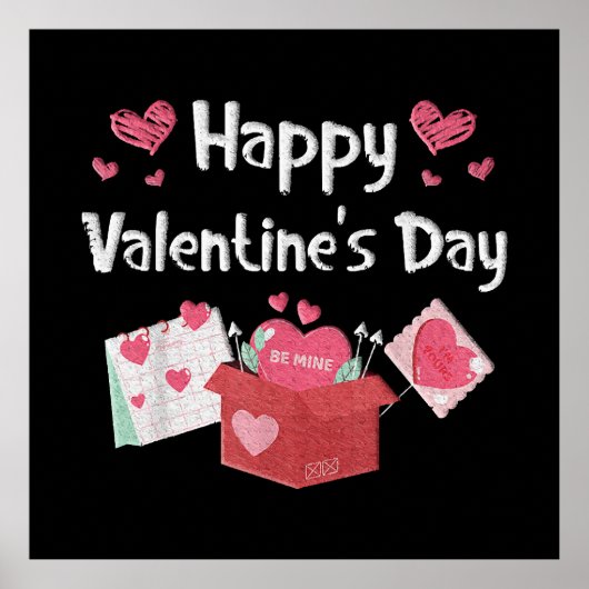 Poster Joyeuse Saint-Valentin Sois Mien Cœurs Mignons (Devant)