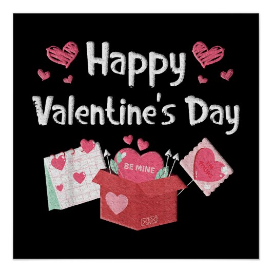 Poster Joyeuse Saint-Valentin Sois Mienne Cœurs Mignons (Devant)