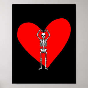 Poster Joyeuse Saint-Valentin squelette vintage pour drôl
