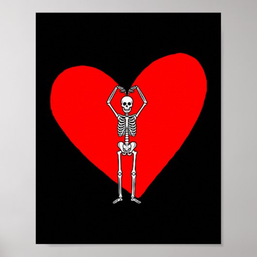 Poster Joyeuse Saint-Valentin squelette vintage pour drôl (Devant)
