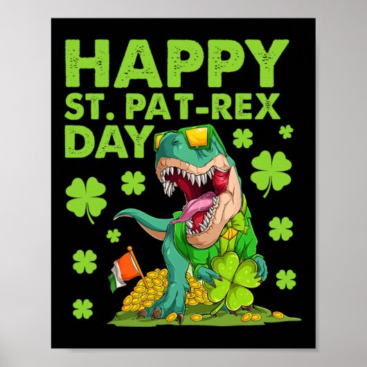 Poster Joyeuse St Pat T-rex Day Dinosaure St Patricks Day (Devant)