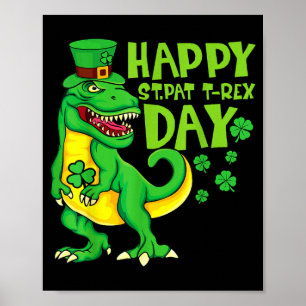 Poster Joyeuse St Pat T Rex journée St Patrick dinosaure